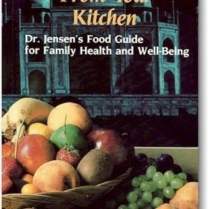 Vibrant Health From Your Kitchen, Dr. Jensen's Food Guide for Family Health and Well-Being, by Dr. Bernard Jensen, D.C. PhD, ND.  This book is a food guide that teaches the basics of health and nutrition for the family. Learn how proper foods can replenish specific mineral deficiencies, overcome allergies and build immunity. Find out how to select and cook foods for the welfare of the entire family based on Dr. Jensen's 60 years of sanitarium practice, during which these methods were substantiated by the improved health of his patients. Dr. Jensen feels Vibrant Health From Your Kitchen, Dr. Jensen's Food Guide for Family Health and Well-Being is one of his greatest works.