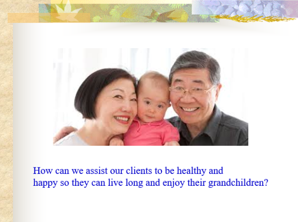 Assist our clients to be healthy and happy so they can live long and enjoy their grandchildren - Screenshot from Iridology, Nutrition & Cleansing CD-ROM PPP