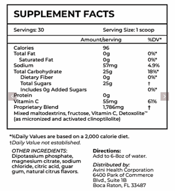 Plus Hydration Canister Supplement Facts