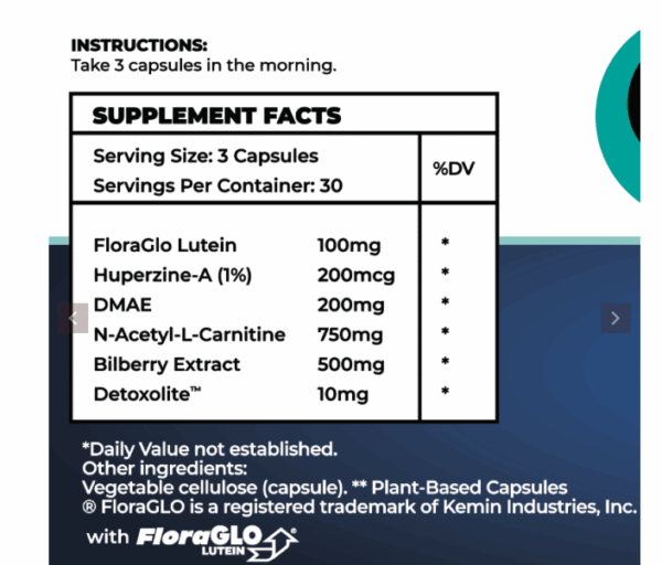 Plus Mind & Vision Supplement Facts
