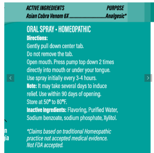 Plus Relief Oral Spray Supplement Facts