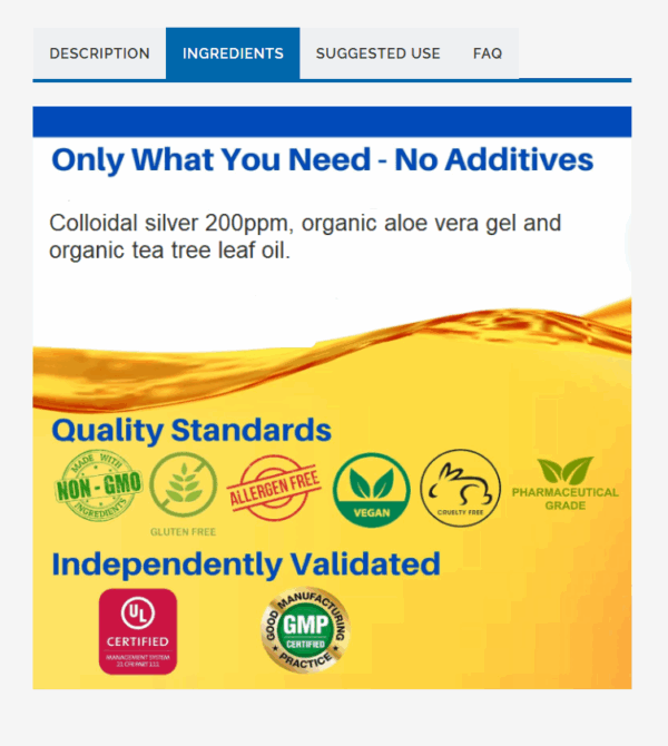 Colloidal Silver Aloe Gel with Tea Tree Oil - Image 2